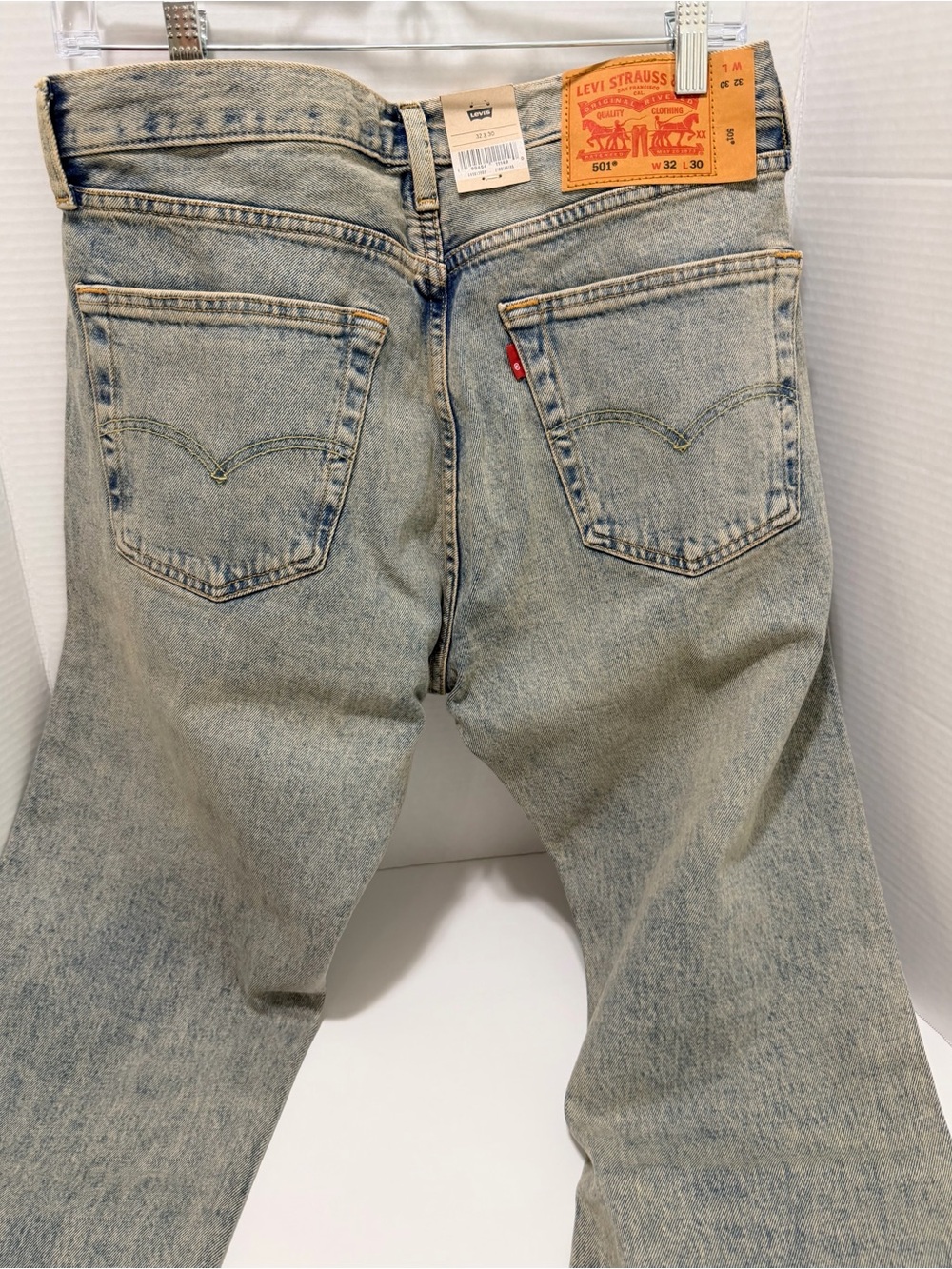 Levi’s 501 Original Men’s Jeans 32x30 Light Wash Stretch Straight Leg NWT - Picture 9 of 15